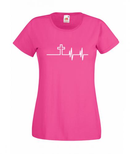 ladies fitted dark pink heartbeat